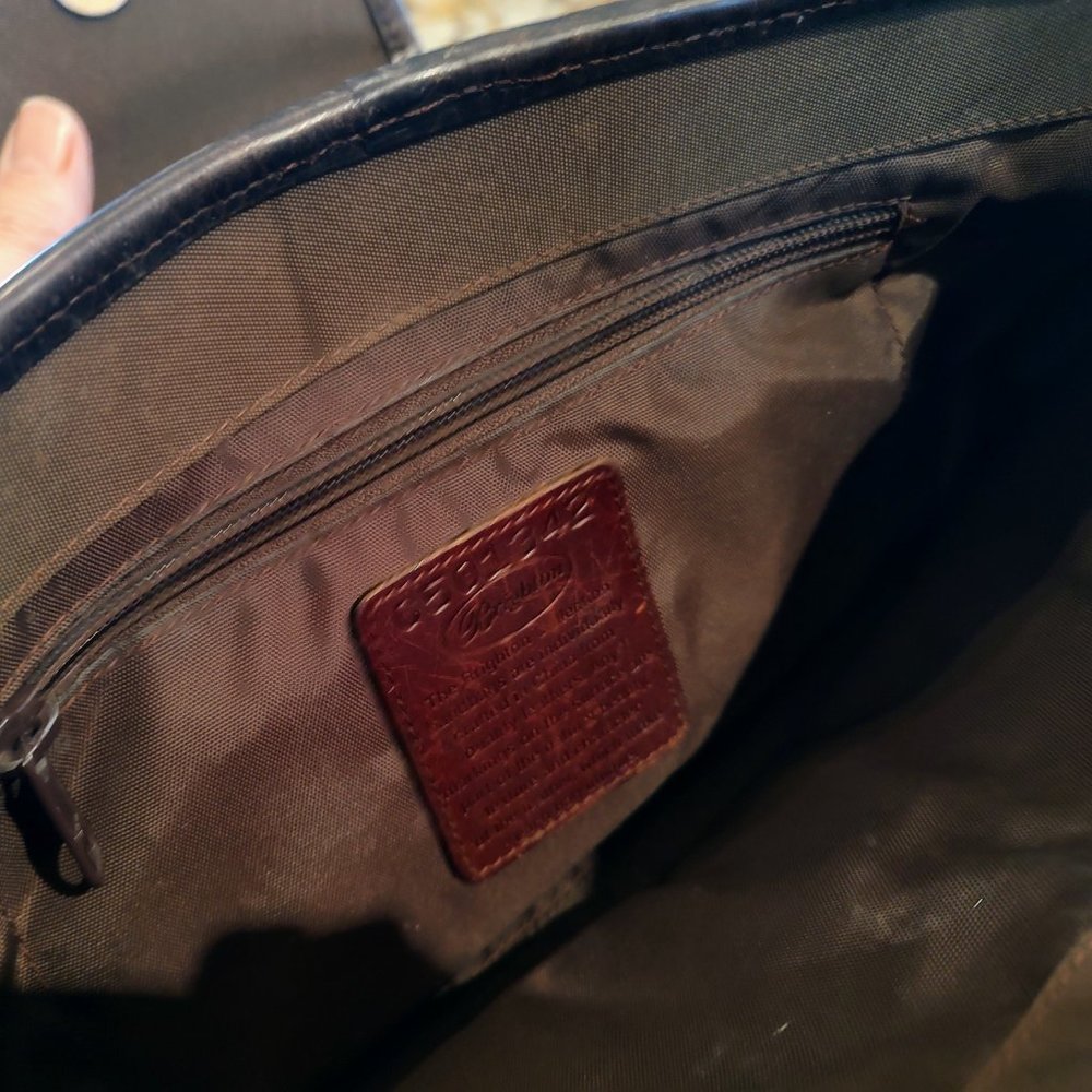 Brighton shoulder bag, brown weave with embossed panel, silver accents13X8" - Picture 13 of 15